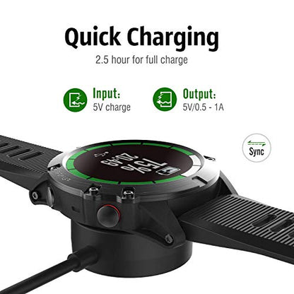 Charger Compatible for Garmin Fenix 9, Fenix 8, Fenix 7/7S/7X, Fenix 6/6S/6X, Fenix 5/5S/5X Charging Stand, Charging Dock Station Cradle Holder USB Cable for Garmin Vivoactive 6/5/4/3 Smartwatch - color: Black