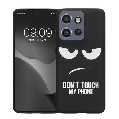kwmobile TPU Silicone Case Compatible with Motorola Edge 60 Neo/Edge 50 Neo/ThinkPhone 25 - Case Soft Cover - Don't Touch My Phone White/Black - size: Edge 60 Neo / Edge 50 Neo / ThinkPhone 25