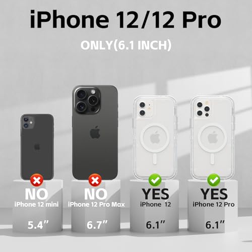 Follaroma Magnetic for iPhone 12/iPhone 12 Pro Case,Heavy Duty Cases,Clear | Compatible with MagSafe, Heavy Duty Shock proof Protection, Military-Grade Anti-Drop, Dual Layer Transparent Protective Cover - color: Clear, size: iPhone 12/iPhone 12 Pro 6.1''