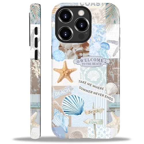 Case Compatible with iPhone 14 Pro Max, Cute Dual Layer Hybrid Phone Cover, Military Grade Drop Protection, Aesthetic Shockproof Phone Case for Women Girls, Boho Beach Summer Collage - color: Boho Beach Summer Collage, size: Iphone 14 Pro Max