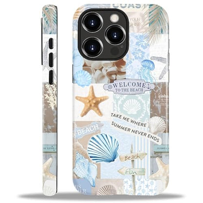 Case Compatible with iPhone 14 Pro Max, Cute Dual Layer Hybrid Phone Cover, Military Grade Drop Protection, Aesthetic Shockproof Phone Case for Women Girls, Boho Beach Summer Collage - color: Boho Beach Summer Collage, size: Iphone 14 Pro Max