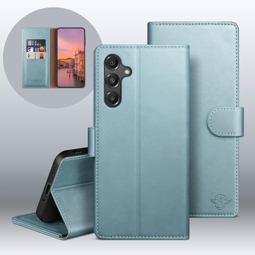Wallet Case for Samsung Galaxy A16 5G, Sky Blue | RFID-Blocking Card Holder, Kickstand, Magnetic Closure, PU Leather Folio Flip Cover, Protective Women Men Cases - color: Sky Blue, size: SamsungGalaxy A16