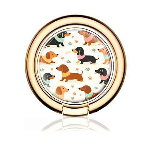 Cell Phone Ring Holder, Cute Metal Phone Grip Stand Finger Ring Kickstand, Flexible 360°Rotation Phone Tablet Case Accessories Compatible with Most Phones Cute Dachshund Dog - color: Cute Dachshund Dog