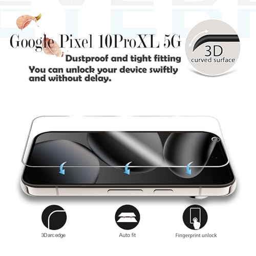 Screen Protector for Google Pixel 10 Pro XL & Camera Lens Protectors [2+2 Pack] [Ultrasonic Fingerprint Unlock] [Case Friendly] [Bubble-Free] Tempered Glass For Pixel 10 Pro XL - size: Google Pixel 10 Pro XL