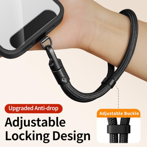 saxsion Lanyard for Phone, Self-Locking Phone Wrist Strap with 0.4mm Ultra-Thin Clip & 360° Hook, Anti-Drop Strap (Black) - color: Black