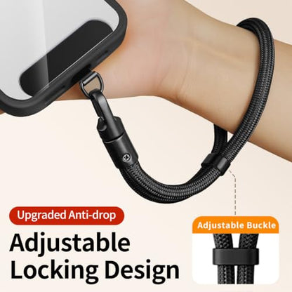 saxsion Lanyard for Phone, Self-Locking Phone Wrist Strap with 0.4mm Ultra-Thin Clip & 360° Hook, Anti-Drop Strap (Black) - color: Black