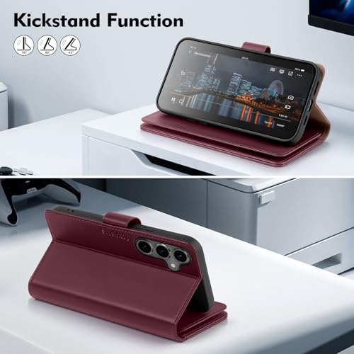 Shieldtop Compatible with Samsung Galaxy S24+ Plus Wallet Case with Card Holder,Women Men RFID Blocking PU Leather Flip TPU Protective Cover Credit Card Slots,Phone Case for S24 Plus,Wine Red - color: Wine Red, size: Samsung Galaxy S24 Plus - 6.7"