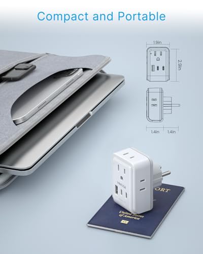 VINTAR Type E F Plug Adapter, 2 Pack France Power Adaptor with 4 AC 3 USB - style: Type E/F - Germany France