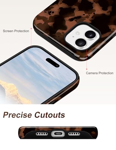 Jusy Magnetic Brown Tortoise Shell Phone Case for iPhone 16 Pro Max,Brown | Compatible with MagSafe,Cute Aesthetic Cheetah Leopard Design,TPU and PC Protective Shockproof Cover - color: Brown