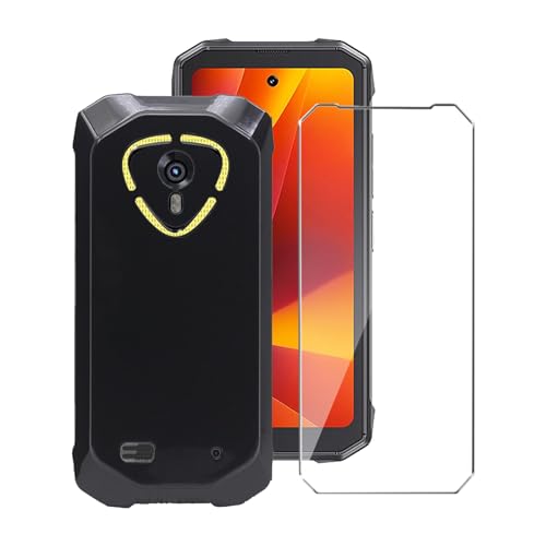 Case for CUBOT Kingkong Mini 4 Phone Case with Tempered Glass Screen Protector,Silicone Soft Flexible Bumper Shockproof TPU Protective Cover-Black - color: Black, size: CUBOT Kingkong Mini 4