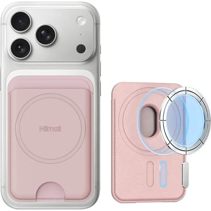 Miimall for Mag Safe Wallet Slim, 3 Cards Phone Card Holder Leather for Google Pixel 10 Series, Anti-Slip Magnetic Wallet Women Girl Ultra Thin Durable with RFID Stick for iPhone 17/16/15/14 Pink - color: Pink