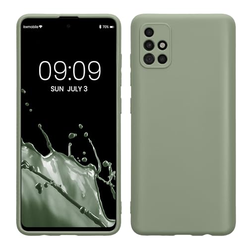 kwmobile Case Compatible with Samsung Galaxy A51 Case - Protective Slim TPU Phone Cover - Soft Matte Finish - Gray Green - color: gray green, size: Galaxy A51