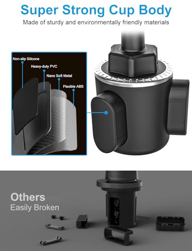 GDZN Anti-Shake Car Cup Holder Tablet Mount, 10.2" Flexible Gooseneck Arm