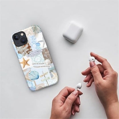 Case Compatible with iPhone 15 Plus, Cute Dual Layer Hybrid Phone Cover, Military Grade Drop Protection, Aesthetic Shockproof Phone Case for Women Girls, Boho Beach Summer Collage - color: Boho Beach Summer Collage, size: Iphone 15 Plus