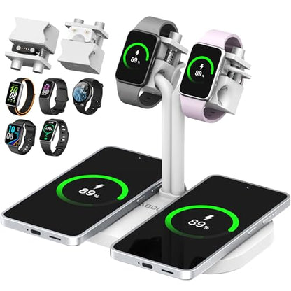 4-in-1 Dual Mobile Wireless Charging Dock and Sports Watch Stand - color: A433SW-White