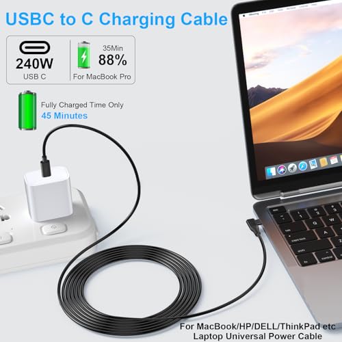 2Pack 10ft USB C to USB C Cable 240W Fast Charging for iPhone 17 16