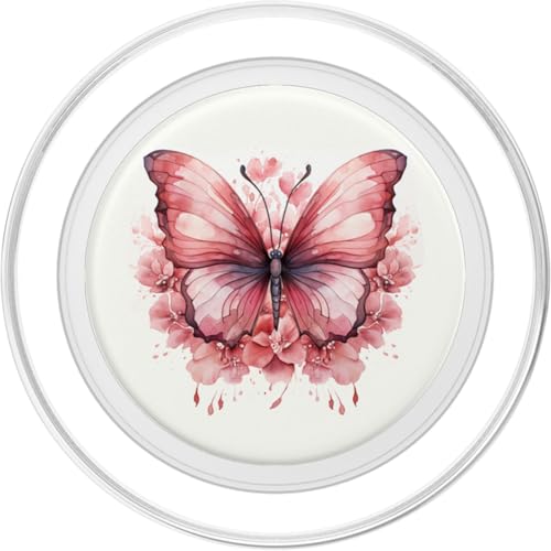 Pink Butterflies And Flowers Floral Butterfly PopSockets PopGrip for MagSafe - style: Magnetic PopGrip