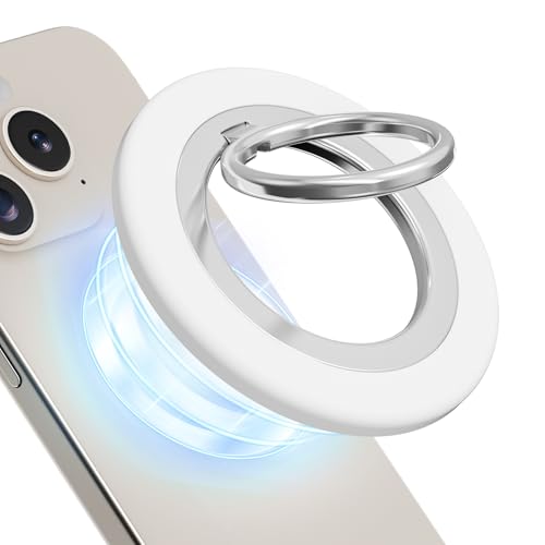 Magnetic Phone Ring Holder Grip Stand Dual Magnet Strong Magnetic Force - color: White