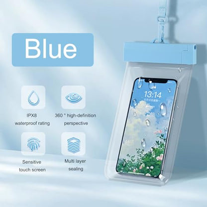 IPX8 Portable Swimming Waterproof Bag with Touch Screen for Underwater Shooting, Universal for iPhone, Android, Blue - color: Blue