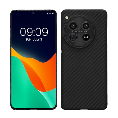 kalibri Aramid Fiber Case Compatible with OnePlus 12 - Case Super Slim Strong Protective Phone Cover - Black Matte - size: 12