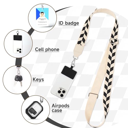 FUVLIFE Cell Phone Lanyard Crossbody, Clip and Go Phone Strap with Wallet - color: Modern Geometric