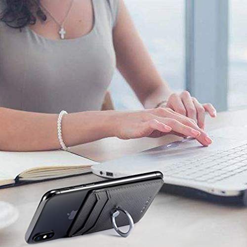 Card Holder for Phone Case 2Pc, RFID Leather Phone Wallet with Ring | Phone Wallet Stick On Back Of Phone Case.Credit Card/ID/Pocket Phone Card Holder for iPhone Andriod. Viewing Freely - color: Black
