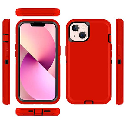 Co-Goldguard Shockproof Case for iPhone 13 with Tempered Glass Screen Protector 3 Layer Military Grade Drop Protection Heavy Duty Protection Rugged Rubber Phone Case Cover for iPhone 13 6.1 RedBlack - color: RedBlack+G