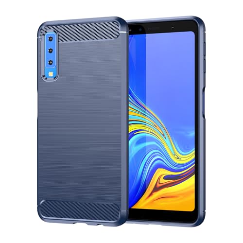 Case for Galaxy A7 2018 Galaxy A750 Matte Carbon Fiber Phone Case Soft TPU Anti-Slip Durable Lightweight Protective Phone Cover for Samsung Galaxy A7 2018,Blue - color: Blue Striped, size: For Samsung Galaxy A7 2018