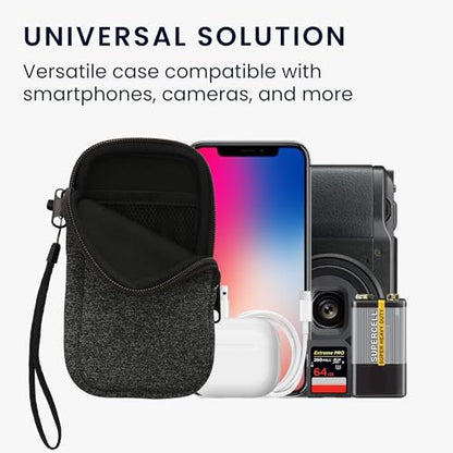 kwmobile Universal Phone Pouch Size XL - 6.7/6.8" - Neoprene Smartphone Pouch with Zip - Water-Repellent Mobile Phone Case - Sleeve in Anthracite/White - color: anthracite / white, size: XL - 6.7/6.8"