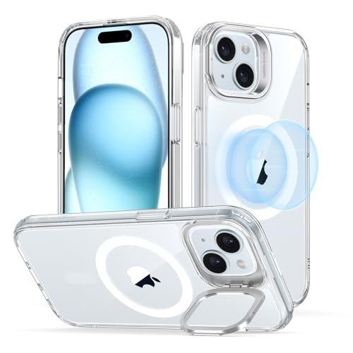 ESR for iPhone 15 Plus Case, Compatible with MagSafe, Military-Grade Protective Clear Case for iPhone 15 Plus,Built-in Stash Stand Phone Case, Scratch-Resistant Back Cover, Classic Series,Clear - color: Clear, size: iPhone 15 Plus 6.7inch