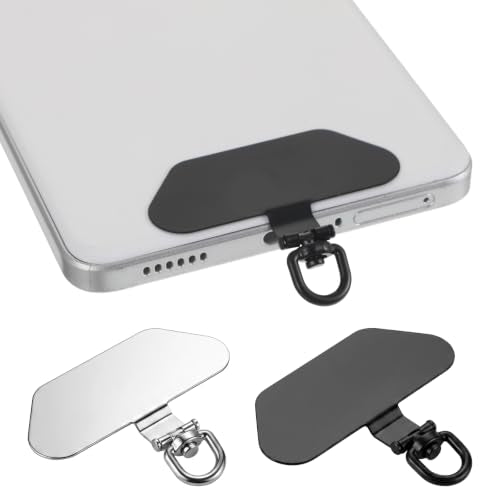 2 Pack Metal Phone Tether Tab, 360° Rotating Phone Lanyard Tab