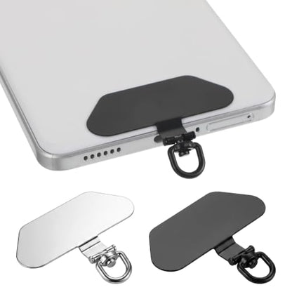 2 Pack Metal Phone Tether Tab, 360° Rotating Phone Lanyard Tab