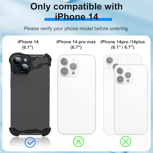 Frameless Phone Case Crafted for iPhone 14 Black - color: Aluminum Black, size: iPhone 14