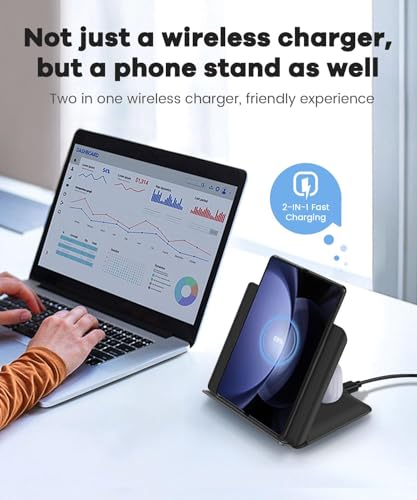 Wireless Charging for Samsung Galaxy Z Fold Series, 2-in-1, 15W Fast Wireless for Galaxy Z Fold 7/6/5/4/3, S24/S23/S22,Note20 Ultra, Galaxy Buds3/2 Pro/2/Live, Black (PD Adapter Included)