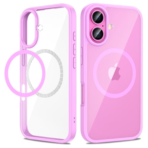 VEGO for iPhone 16 Magnetic Case, Compatible with MagSafe, Clear Hard PC Back + Soft TPU Frame Slim Resist Scratches Shockproof Bumper Cover for iPhone 16 6.1 inch - Purple Pink - color: Purple Pink, size: for iPhone 16