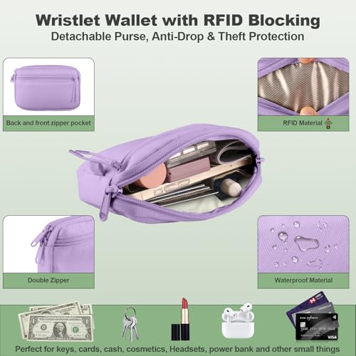 YFWE Clip and Go Strap for Phone with Wallet Crossbody, Adjustable Phone Lanyard with Detachable RFID Wristlet Wallet, Pattern Strap, Purple (M) - color: Purple-pattern Strap, size: Medium