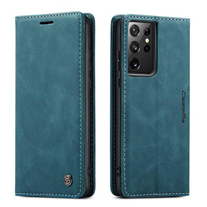 Kowauri Flip Case for Galaxy S21 Ultra - Leather Wallet With Card Slot and Magnetic Closure for Samsung Galaxy S21 Ultra 5G (Teal) - color: Teal