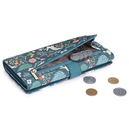 GOIACII Women's Wallet RFID Blocking Large Capacity Card Holder Ladies Phone Clutch Travel Long Purse Rabbit Print - color: Z04 Rabbit Print Blue