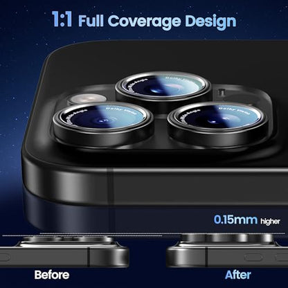 CACOE Camera Lens Protector for iPhone 14/15/16/17 Pro/Pro Max Cover - color: Black