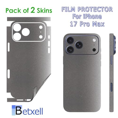 for iPhone 17 PRO MAX Skin Wrap 3M Film (2 Pack) Protective for Sides and Back (Silver Satin) - color: Silver Satin