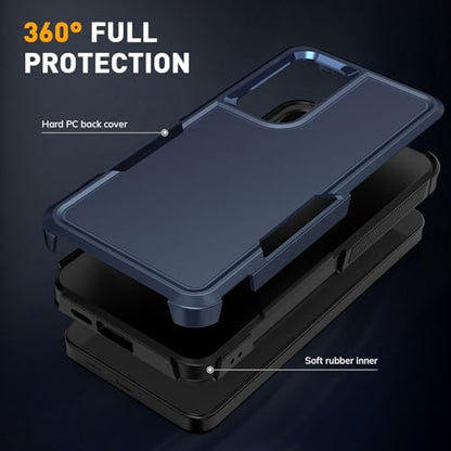 Vinve for Samsung Galaxy S25 FE Case with HD Screen Protector, Military-Grade Shockproof & Dual-Layer Protection, Anti-Slip Grip Design Phone Case, Blue - color: Blue