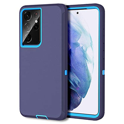MXX Case Compatible with Galaxy S21 Ultra Case, 3-Layer Super Full Heavy Duty Body Bumper Cover/Shock Protection/Dust Proof, Designed for Samsung Galaxy S21 Ultra 5G 6.8 Inch 2021 (Blue) - color: Blue