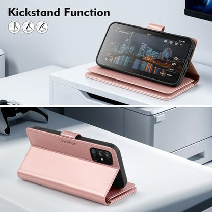 Shieldtop Compatible with Samsung Galaxy A71 5G Wallet Case with Card Holder,Women Men RFID Blocking PU Leather Folio Flip TPU Protective Cover Credit Card Slots,Phone Case for Galaxy A71,Rose Gold - color: Rose Gold