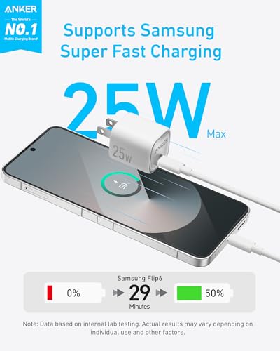 Anker 25W USB C Charger Block, Compact Foldable Type C Charger with PPS