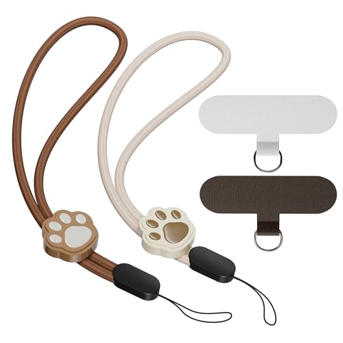SURDOCA Adjustable Phone Lanyard, Camera Wrist Strap, Nylon Wrist Lanyard, Phone Wristlet, Anti Theft Phone Strap, Lanyard for Earphone, USB Flash Drive, ID Name Tag Badge - color: Brown&ricewhite
