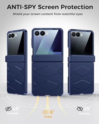 GooseBox for Samsung Galaxy Z Flip 7 Case,Built-in Privacy Screen Protector&Hinge Protection Shockproof All-Inclusive Smartphone Cover for Samsung Galaxy Z Flip 7(Blue) - color: Flip7-Blue FKP