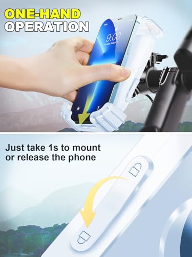 Bicycle Cell Phone Holder,Handlebar Motorcyle Bike Phone Holder,Handlebar Phone Clamp,1s Lock & Ultra-Stable,Silicone Wrapped Phone Mount,Phone Stand for E-Bike,Scooter,Stroller,ATV - color: Blue