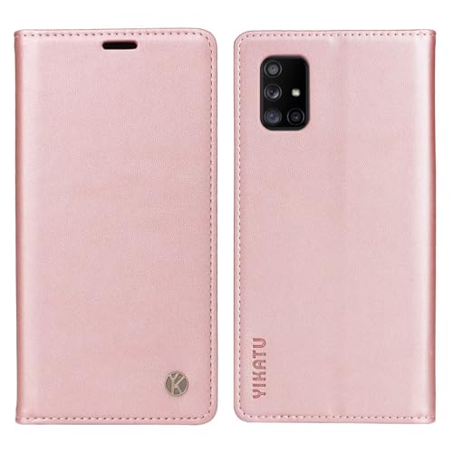 Compatible with Samsung Galaxy A71 Wallet Case PU Leather Flip Folio Case with Card Holder Magnetic Closure Shockproof Protective Phone Cover Rose Gold - color: Rose Gold, size: Samsung A71