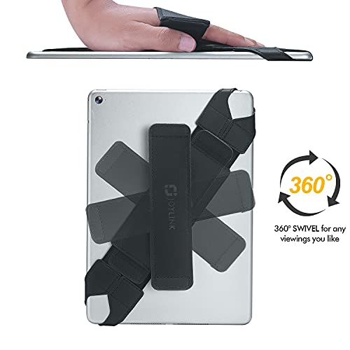 Premiun Universal Tablet Hand Holder Strap,Joylink 360 Degrees Swivel Leather Handle Grip with Elastic Belt, Secure & Portable for 10.1" Tablets (Samsung Asus Acer iPad etc), Black