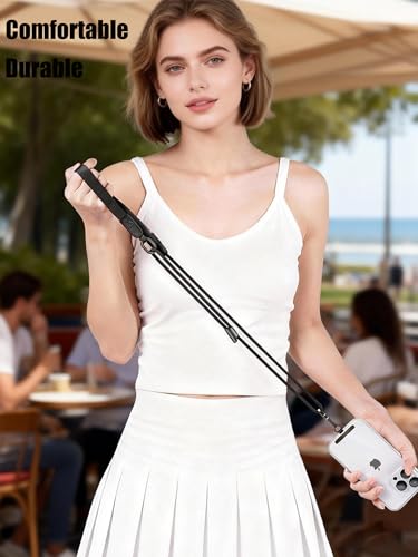 Phone Lanyard Premium Cell Phone Strap Crossbody with Stainless Steel Tether Tab Wide Comfort Strap with Adjustable Zinc Alloy Buckle Anti-Loss Universal for All Phones Keys Cards Travel Outdoor Black - color: E-black
